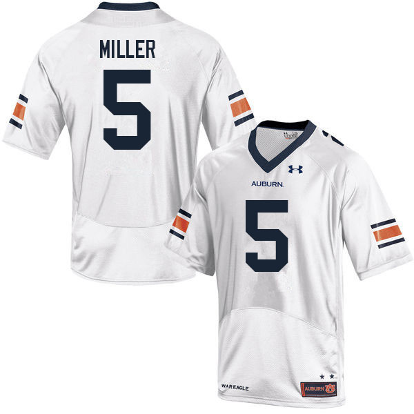 Auburn Tigers Men's Dreshun Miller #5 White Under Armour Stitched College 2021 NCAA Authentic Football Jersey RZU1174GQ